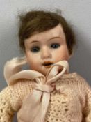 WALTHER & SOHN (GERMANY) BISQUE HEADED DOLL, sleeping blue eyes, open mouth showing teeth, impressed