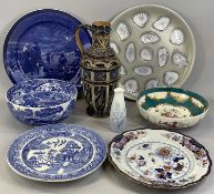 GROUP OF CERAMICS including Doulton Lambeth Ewer with incised decoration, impressed mark to base,