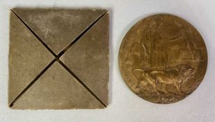 WORLD WAR I DEATH PLAQUE, awarded to Thomas Roberts in waxed cardboard sleeve Provenance: private