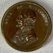 THE FIRST DUKE OF WELLINGTON (1769 - 1852), a copper box modelled as a coin with gilt edges, the