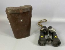 BARR & STROUD BRITISH NAVAL BINOCULARS, registration no. 32908 with broad yellow military arrow