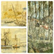 A. M. COOK (British 19th century) watercolours a pair - Conwy Castle, signed, 23 x 45.5cms and a