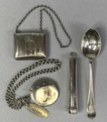 SMALL SILVER/PLATED COLLECTABLES, Edwardian silver cheroot holder case with hinged cover and