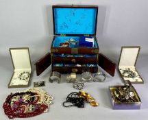 COSTUME JEWELLERY, WATCHES & RELATED ITEMS including Chinese hardwood trinket box with hinged