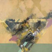 ‡ ELFYN JONES RCA oil on canvas - entitled verso 'Weakened Structure', 2021, signed, 50.5cms²