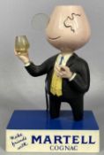 VINTAGE MARTELL COGNAC 'BAR BACK' PLASTIC ADVERTISING FIGURE with monocle intact, 20cms (h)