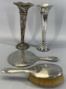 SILVER TRUMPET FORM VASES a pair, Sheffield possibly 1924, Walker & Hall, 26cms (h) and a silver