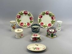 WEDGWOOD a pair of creamware bowls, painted with pink roses and leaves, impressed marks, 19th