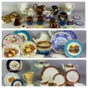 GROUP OF CERAMICS including a Duchess tea service, burgundy and gilded decoration, 28 pieces, a