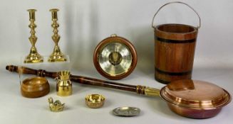 GROUP OF METALWARE & COLLECTABLES, 19th century and later including brass candlesticks a pair,