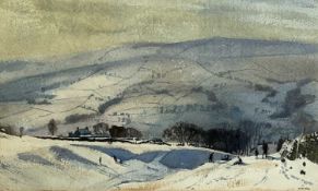 ‡ BRIAN NOLAN watercolour - entitled verso 'Winter Sport', signed lower right, 32 x 53.5cms