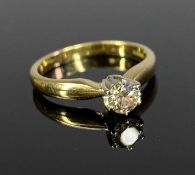 18CT GOLD DIAMOND SOLITAIRE RING, approx. 0.32ct, size I, 2.7gms Provenance: private collection Isle