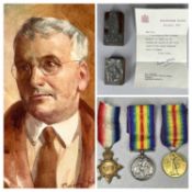 MEDAL GROUP, ART & EPHEMERA RELATING TO ASA DAVIES including WW1 medal trio with ribbons, Henry