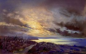 ‡ KEITH SHONE (British b. 1931) pastel - entitled verso 'Sunset over Lligwy Bay', signed lower
