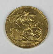 1913 GOLD SOVEREIGN, 7.9gms Provenance: private collection Ynys Mon