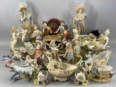 GROUP OF CONTINENTAL BISQUE CHINA & OTHER FIGURES, including a large Capo di Monte group 'The Card