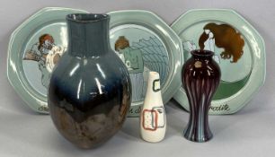 GROUP OF DECORATIVE 20TH CENTURY CERAMICS including three Hoganas Keramik octagonal plates, 26cms, a