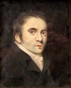 19TH CENTURY BRITISH SCHOOL watercolour - head and shoulder portrait of a gentleman in a black