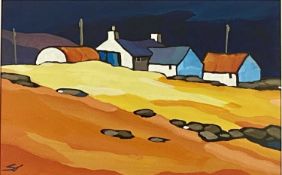 STEPHEN JOHN OWEN (Contemporary) oil on board - entitled verso 'Farm Llanrhwydus', monogrammed lower