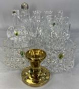 WATERFORD CRYSTAL GROUP including two circular bowls, 13cms (diam.), candle holders a pair, 15cms (