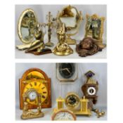 GROUP OF COLLECTABLES including Atlas wall clock, three dressing table mirrors, two wall brackets,