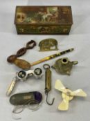 GROUP OF COLLECTABLES including a large Victorian leather bound Welsh bible, opera glasses a pair