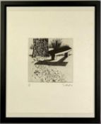 ‡ ANDREW SOUTHALL (Welsh b. 1947) limited edition (17/35) black and white engraving - bench by tree,