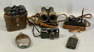 COLLECTABLES GROUP including Selfridges 8x30 field binoculars in leather case and another vintage