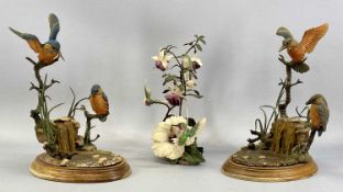 BORDER FINE ARTS KINGFISHER GROUPS a pair, 31cms (h) and House of Faberge Limited Edition 2151/
