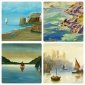 VARIOUS ARTISTS/MEDIUMS: C. LYTTON oil on paper - boats ashore, signed lower right, 26 x 37cms, B.