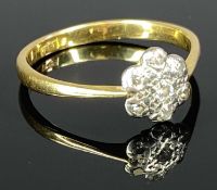 9CT GOLD DIAMOND CLUSTER RING, floral setting, size Q-R, 2.6gms Provenance: private collection