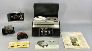 AKAI TAPE RECORDER with Crossfield head, model X.V with carry case, vintage Bellows camera, pocket