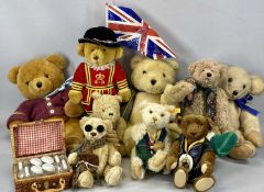 GROUP OF COLLECTABLE TEDDY BEARS (9) including Beefeater, Ganz, Steiff and Franklyn Heirloom