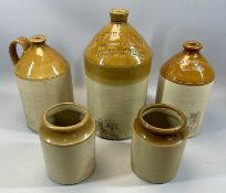 STONEWARE FLAGONS & STORAGE JARS, the largest impressed makers mark J & W H Charles Wine & Spirit