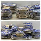 A LARGE QUANTITY OF BLUE & WHITE TRANSFER DECORATED TABLEWARE, 19th century and later including meat