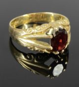 9CT GOLD GENTS SIGNET RING, set with large garnet, size U, 5.9gms Provenance: private collection