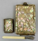 VICTORIAN COLLECTABLES, photograph album with mother of pearl veneered front and back panels,