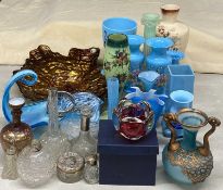 DECORATIVE GLASSWARE GROUP including 19th century opaque glass vases, Studio glassware, naturalistic