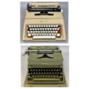 TWO VINTAGE PORTABLE TYPEWRITERS in cases, Hermes 2000 and Olivetti Lettera 35 Provenance: private