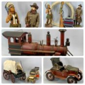 WILD WEST THEME COLLECTABLES including replica Winchester rifle, 98cms (l), resin figures a pair,