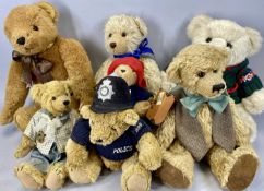 GROUP OF COLLECTABLE TEDDY BEARS (7), including Policeman Bear, Paddington Bear, Harrods, etc.