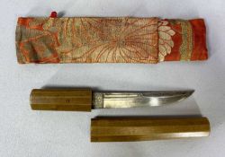 JAPANESE TANTO, 15.5cm blade with wooden handle and scabbard, 26cms (l) overall Provenance: