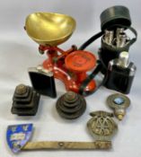 GROUP OF COLLECTABLES including vintage bumper bar with RAC, AA and Liverpool University badges,