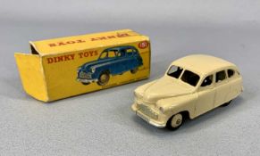 DINKY TOYS no. 153 STANDARD VANGUARD SALOON, cream body and hubs, silver trim, original all card