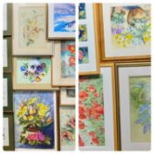 VARIOUS ARTISTS/MEDIUMS: SHEILA C. MAIR - still life pansies, still life roses, M. RICHARDSON