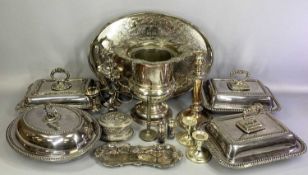 GROUP OF PLATED WARE including rectangular entree dishes a pair with gadrooned decoration, two other