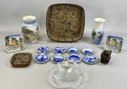 ROYAL COPENHAGEN CERAMICS including two baluster vases decorated with flowers and landscapes,