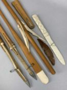 THREE CONTEMPORARY INUIT HARPOONS constructed from wood and bone, with associated items
