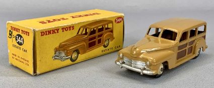 DINKY TOYS no. 344 PLYMOUTH ESTATE CAR, tan body, brown side and rear panels, silver trim, fawn
