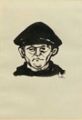 ‡ KAREL LEK dry brush & ink on paper - entitled verso 'Anglesey Man', signed lower right, 32 x 22cms